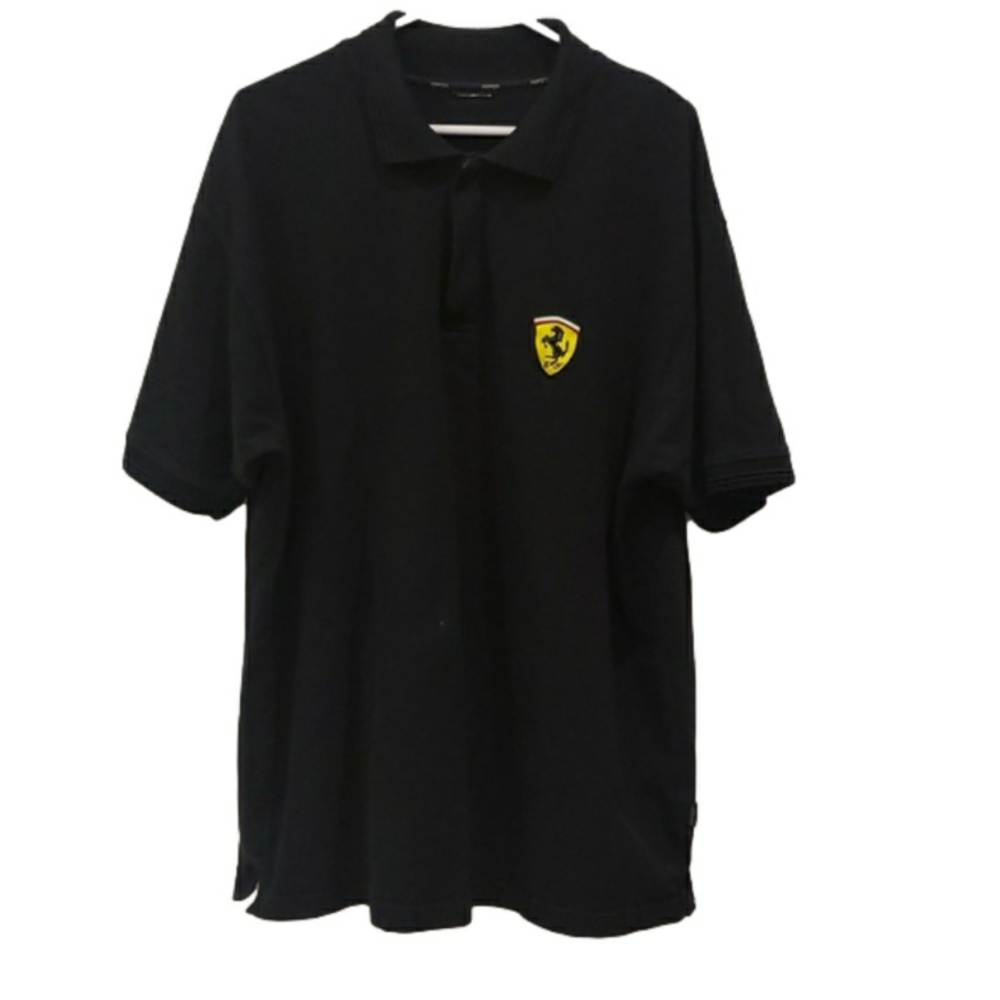 FERRARI Black Polo Shirt Men's XL (size tag missing)